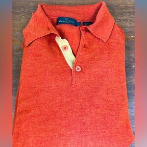 Bugatchi Italian Merino Wool Burnt Orange 1/4 button Sweater Size Large